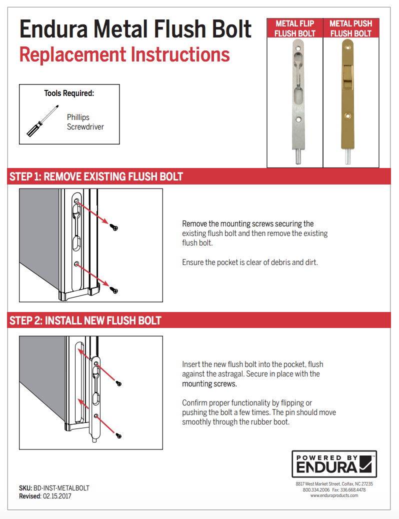 How do I install the Endura Metal Flush Bolt?